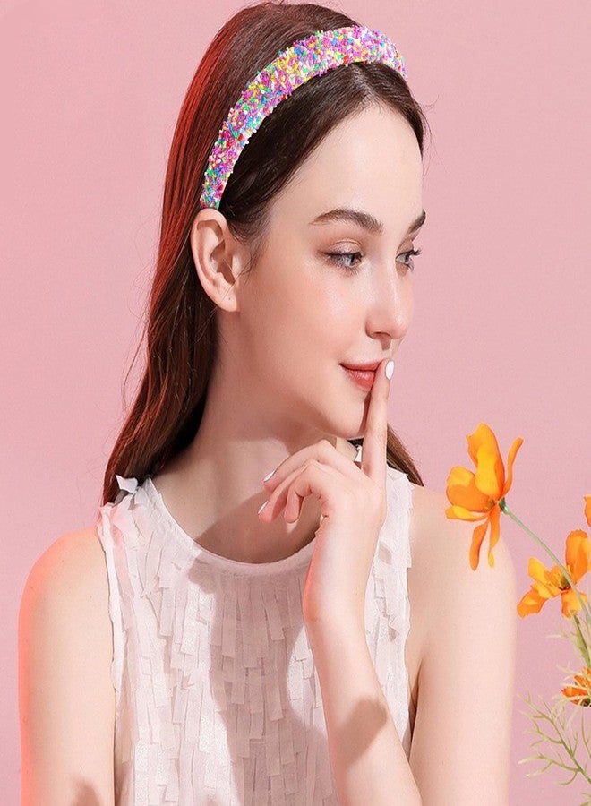 Vovii Candy Headbands for Women Girls, Sprinkle Donut Fun Candy Hair Accessories for Women's Hair Non Slip, Colorful Glitter Thin Padded Headbands for Women (2Pcs) - Image 5