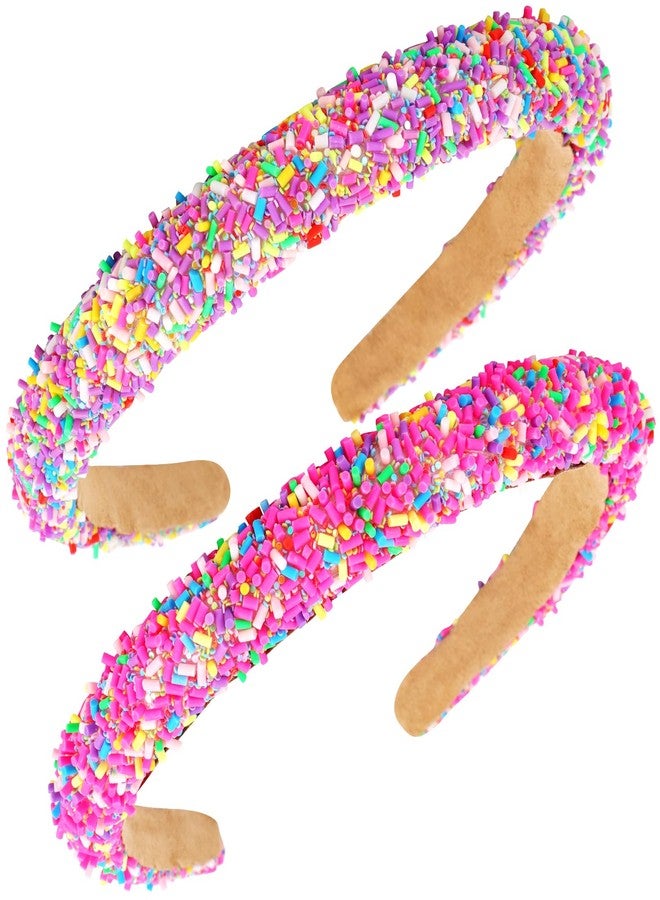 Vovii Candy Headbands for Women Girls, Sprinkle Donut Fun Candy Hair Accessories for Women's Hair Non Slip, Colorful Glitter Thin Padded Headbands for Women (2Pcs) - Image 1