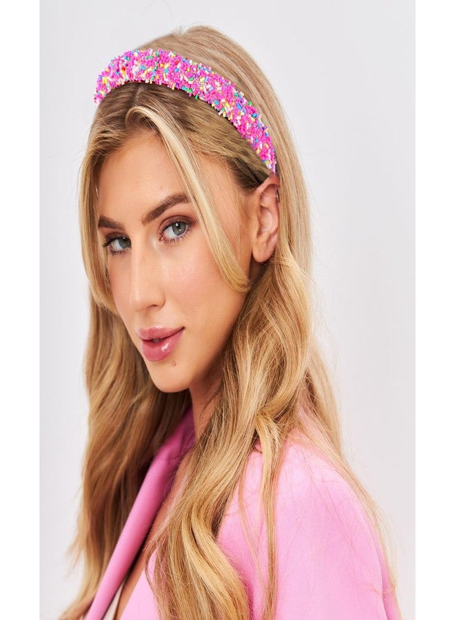 Vovii Candy Headbands for Women Girls, Sprinkle Donut Fun Candy Hair Accessories for Women's Hair Non Slip, Colorful Glitter Thin Padded Headbands for Women (2Pcs) - Image 4