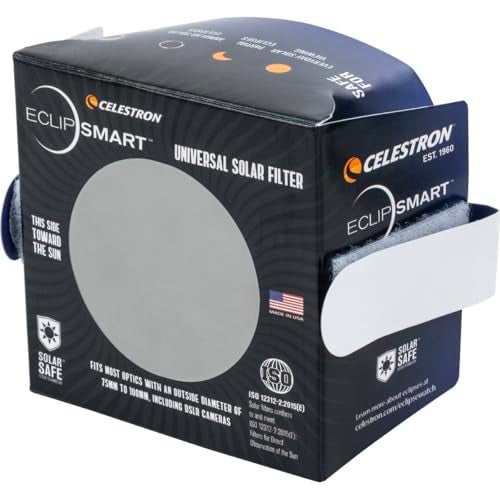 Celestron EclipSmart Safe Solar Eclipse Telescope and Camera Filter Meets ISO 1231222015E Standards Works with Your Telescope Spotting Scope or DSLR Camera Observe Photograph Eclipses - Image 1