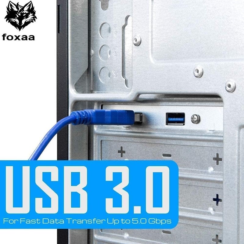 foxaa 2-Port USB 3.0 PCI Back Panel Bracket Cable – Dual USB A Female to 20-Pin Motherboard Header, 50cm High Speed 5Gbps Extension for Desktop PC Case (Blue) - Image 2