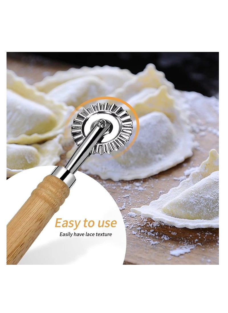 Y&D 2 Pack Ravioli Cutter Wheel, Pasta Wheel with Long Wooden Handle, Zinc Alloy Roller for Kitchen  - Image 4