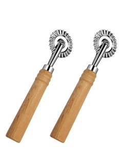 Y&D 2 Pack Ravioli Cutter Wheel, Pasta Wheel with Long Wooden Handle, Zinc Alloy Roller for Kitchen  - Image 1