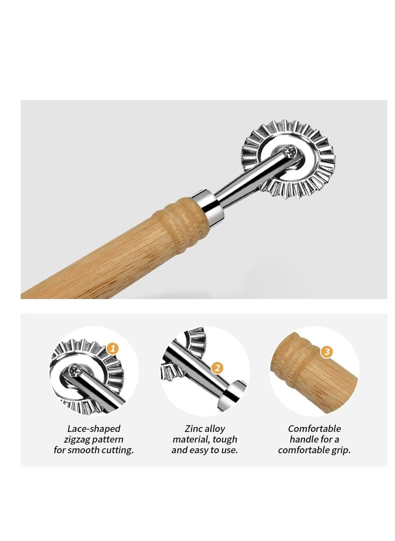 Y&D 2 Pack Ravioli Cutter Wheel, Pasta Wheel with Long Wooden Handle, Zinc Alloy Roller for Kitchen  - Image 3