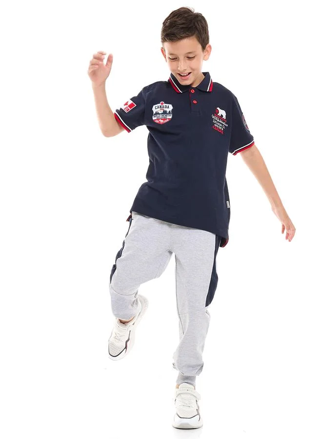 victor and jane Embroidered Polo T-Shirt & Joggers Set by Styli