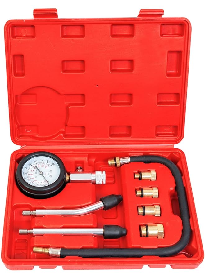 بيج ريد مقياس ضغط أسطوانة محرك تورين Atrhs-A0031R، 8 قطع (0-300 رطل/بوصة مربعة)، أداة قياس لجميع محركات البنزين والغاز: السيارات، الشاحنات، الدراجات النارية، البحرية، المركبات الرباعية، المركبات متعددة الاستخدامات، عربات الثلوج - Image 1