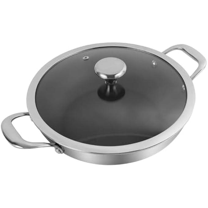 Corelle Duranano Kadhai 28Cm TriPly Stainless Steel Kadhai Zero Coating Non Stick Technology And Pfoa Free With Sturdy Handles  No Chemical Coating Compatible With Gas  Induction - Image 5