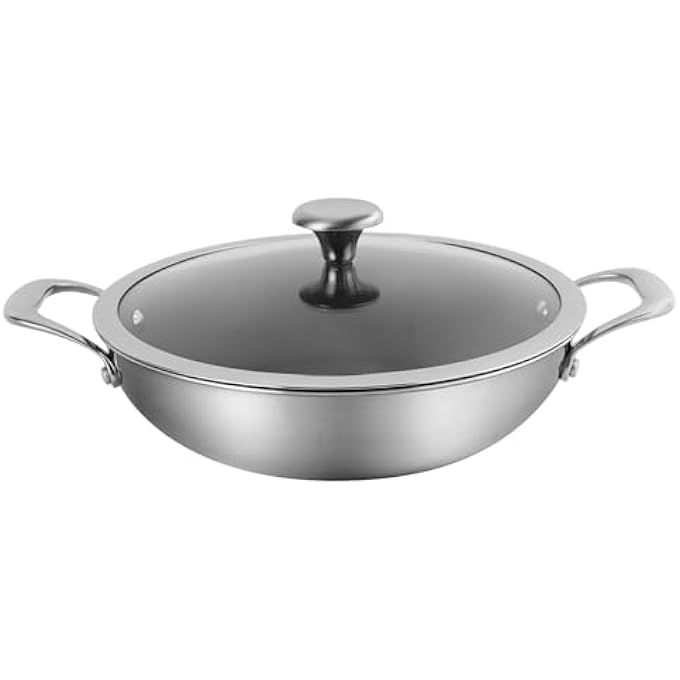 Corelle Duranano Kadhai 28Cm TriPly Stainless Steel Kadhai Zero Coating Non Stick Technology And Pfoa Free With Sturdy Handles  No Chemical Coating Compatible With Gas  Induction - Image 1