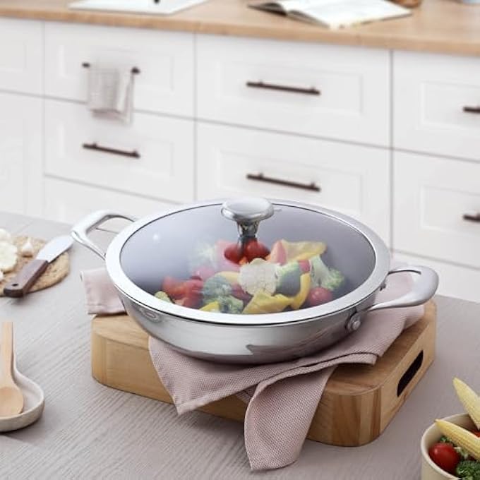 Corelle Duranano Kadhai 28Cm TriPly Stainless Steel Kadhai Zero Coating Non Stick Technology And Pfoa Free With Sturdy Handles  No Chemical Coating Compatible With Gas  Induction - Image 4