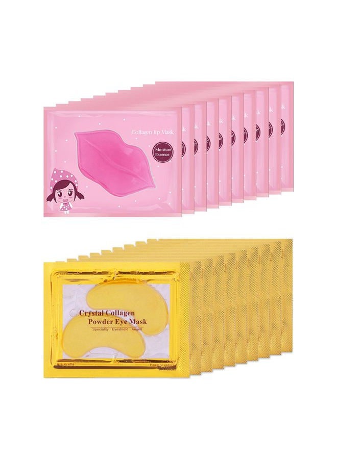 Eakroo 20 Pairs Lip Masks & Eye Mask,Power Crystal Gel 24K Gold Collagen Lip Eye Mask,Effectively Nourishes the Lip & Eye Skin,Anti-Aging Eye Patches for Moisturizing,Reducing Fine Lines Dark Circle - Image 1