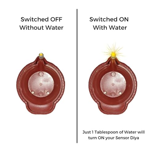 Ayunix Water Sensor Diya | E- Diya, No-Oil, No-Electricity Warm Orange Ambient Lights| Eco-Friendly for Home, Pooja, and Outdoor Decor Ideal for Festivals and Diwali (Pack of 6) - Image 4