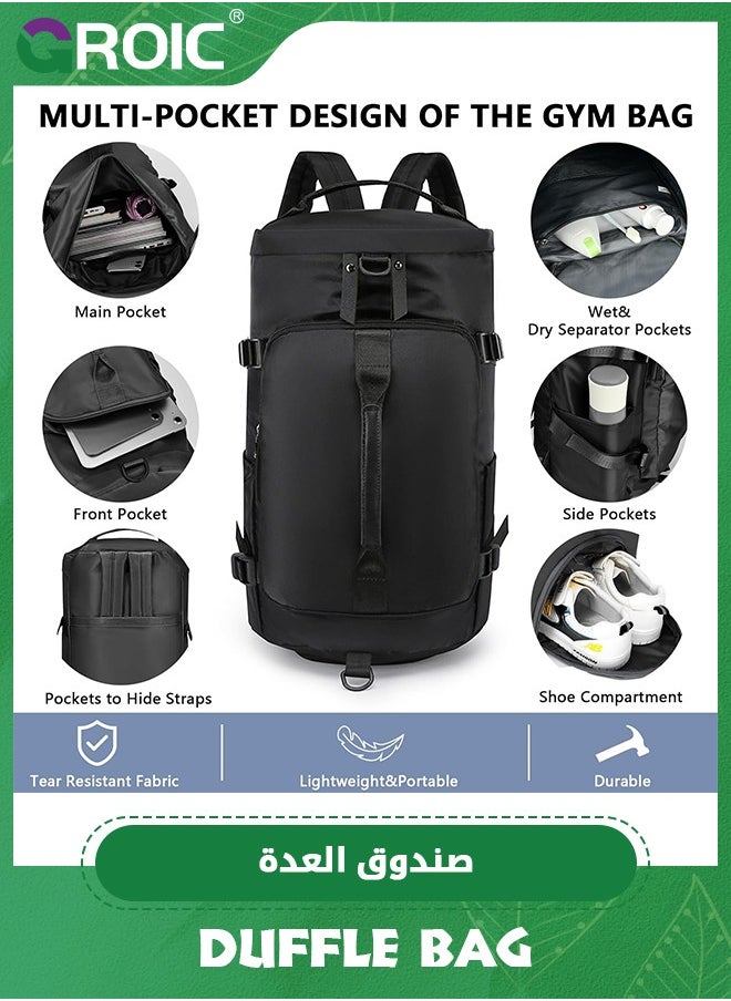 GROIC Gym Bag, Workout Gym Backpack with Shoe Compartment Sports Duffel Bag, Sports Duffel Bag for Gym with Wet Pocket & Shoe Compartment, Overnight Weekender Travel Bag for Camping, Hiking, Gym  - Image 2