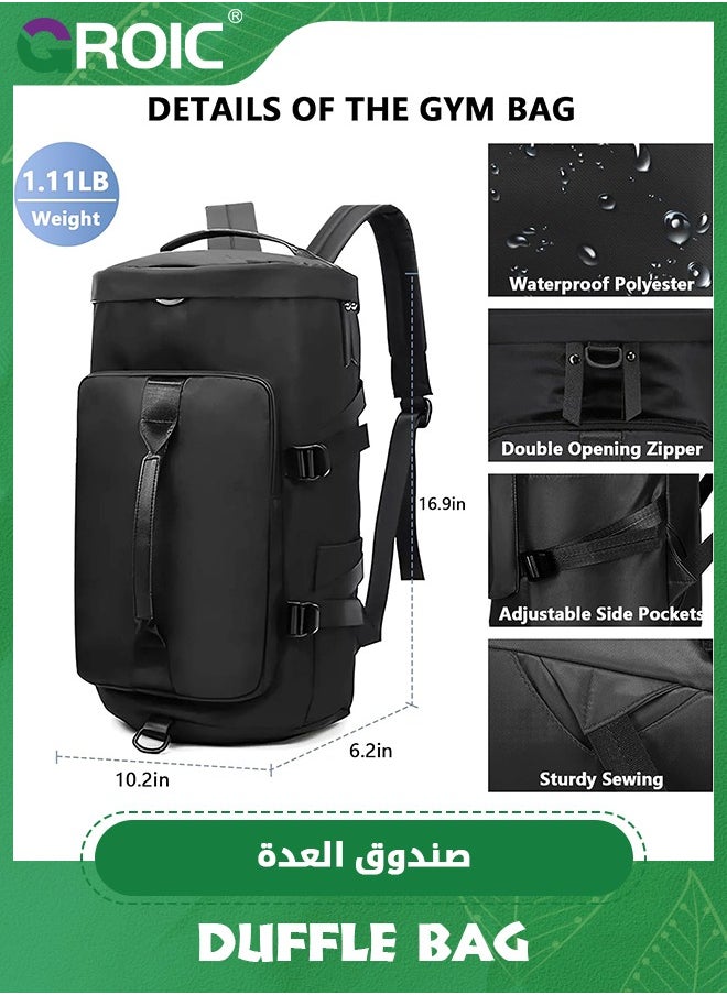GROIC Gym Bag, Workout Gym Backpack with Shoe Compartment Sports Duffel Bag, Sports Duffel Bag for Gym with Wet Pocket & Shoe Compartment, Overnight Weekender Travel Bag for Camping, Hiking, Gym  - Image 3