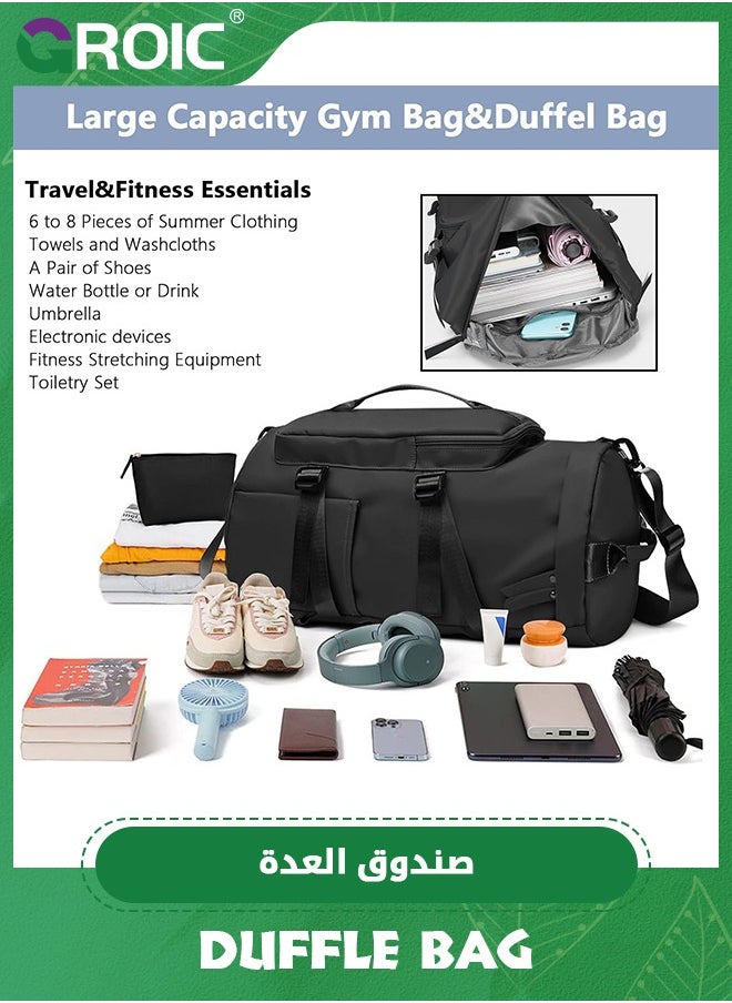 GROIC Gym Bag, Workout Gym Backpack with Shoe Compartment Sports Duffel Bag, Sports Duffel Bag for Gym with Wet Pocket & Shoe Compartment, Overnight Weekender Travel Bag for Camping, Hiking, Gym  - Image 5