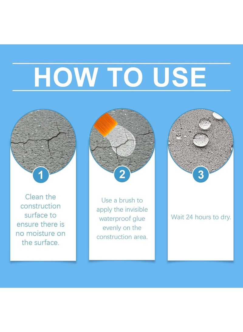 SOLARAE Transparent Leak Repair Sealant, Invisible Waterproof Agent, Multifunctional Invisible Waterproof Coating, Equipped with brush， for Roofs & Foundations, Effective Indoors & Outdoors (150g) - Image 4