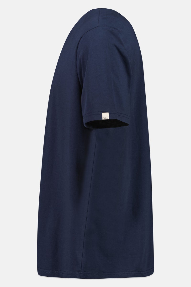 Fudo Men Crew Neck Short Sleeve Solid T-Shirt, Navy - Image 2