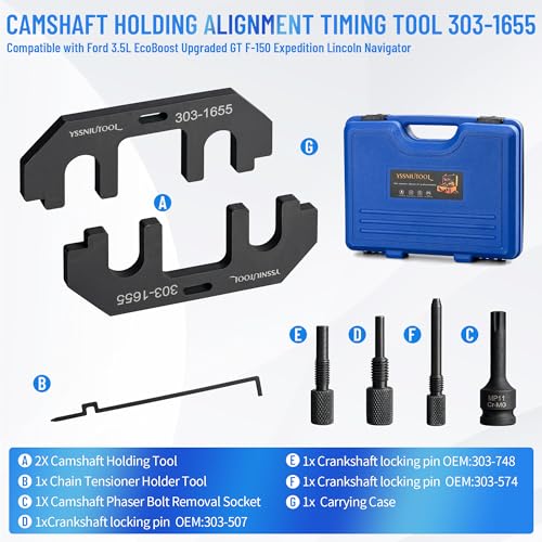 YSSNIUTOOL 303-1655 7-Piece Camshaft Holding Alignment Timing Tool, Compatible with Ford 3.5L EcoBoost Upgraded GT F-150 Expedition Lincoln Navigator, with Cylinder Head Screw Removal Socket - Image 2