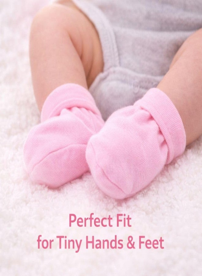 aRIC Newborn Baby Cap Mittens Booties Set (0-6 Months) | Soft Cotton Hosiery Cap Mittens and Socks for New Born Baby | Infant Summer Essentials | Baby Hospital Bag Must Haves (Pink) - Image 5