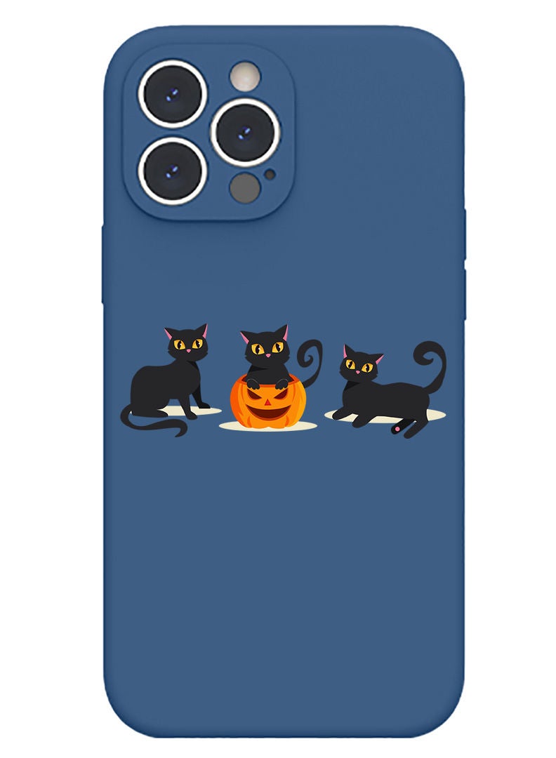 Theodor Protective Slim Fit Case Liquid Silicone Cover with Full Body Protection Anti-Scratch Shockproof Case For iPhone 13 Pro Max Blue  - Catsa-01 - Image 1