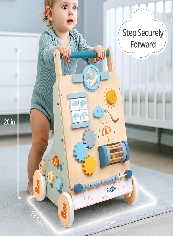 PairPear Wooden Baby Walker, Baby Push Walker, Montessori Walker Toy with Activity Center for Girls Boys, Adjustable Speed Baby Walker for Kids Development - Image 3