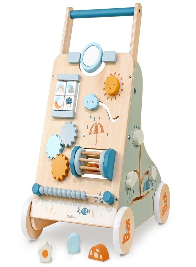 PairPear Wooden Baby Walker, Baby Push Walker, Montessori Walker Toy with Activity Center for Girls Boys, Adjustable Speed Baby Walker for Kids Development - Image 1