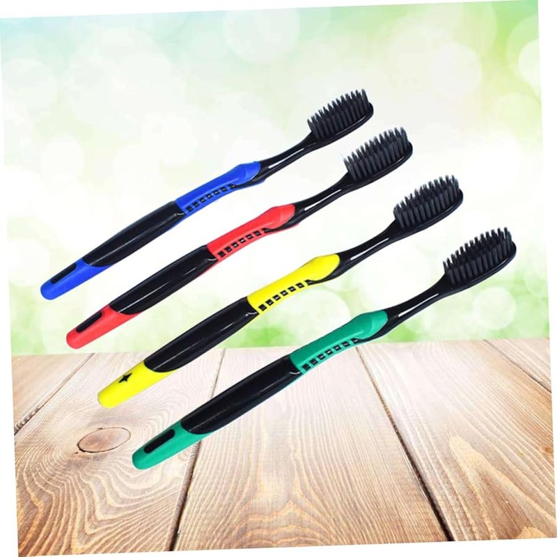 8 قطع فرشاة أسنان بالفحم بشعيرات ناعمة للبالغين للاستخدام المنزلي والسفر واليومي بألوان متنوعة - Image 3