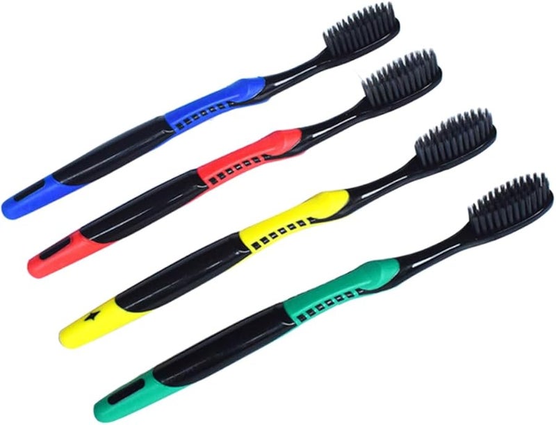 8 قطع فرشاة أسنان بالفحم بشعيرات ناعمة للبالغين للاستخدام المنزلي والسفر واليومي بألوان متنوعة - Image 2