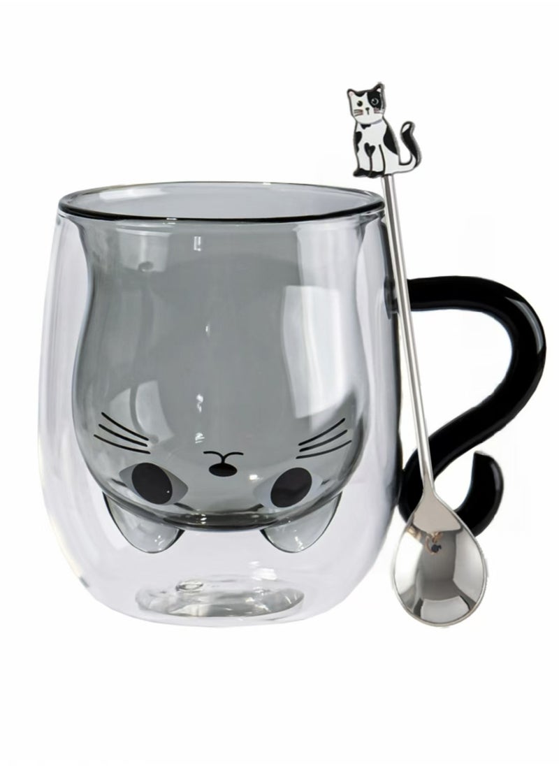 Cute Cat Mugs Glasses Double Wall Insulated Glasses Espresso Cup, Coffee Cup, Tea Cup, Milk Cup With 1 Piece Cute Cat Spoon,  Best Gift for Office and Personal Birthday（Black Cat) - pzsku/Z356702D0D4F6C91A9B85Z/45/_/1726280900/132a47be-c76a-4677-ab9a-92ea86a77710