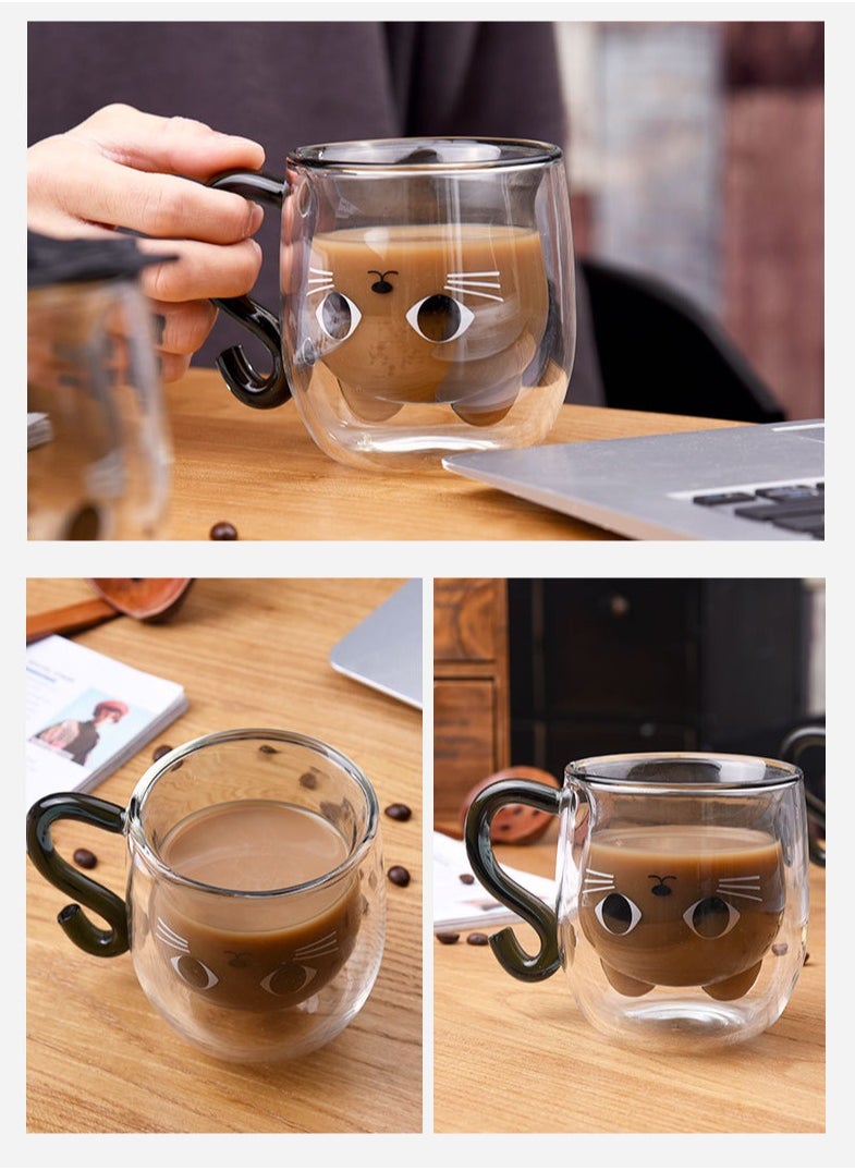 Cute Cat Mugs Glasses Double Wall Insulated Glasses Espresso Cup, Coffee Cup, Tea Cup, Milk Cup With 1 Piece Cute Cat Spoon,  Best Gift for Office and Personal Birthday（Black Cat) - pzsku/Z356702D0D4F6C91A9B85Z/45/_/1726280920/7163444f-2eda-4a52-8df3-d68e291a1fb5