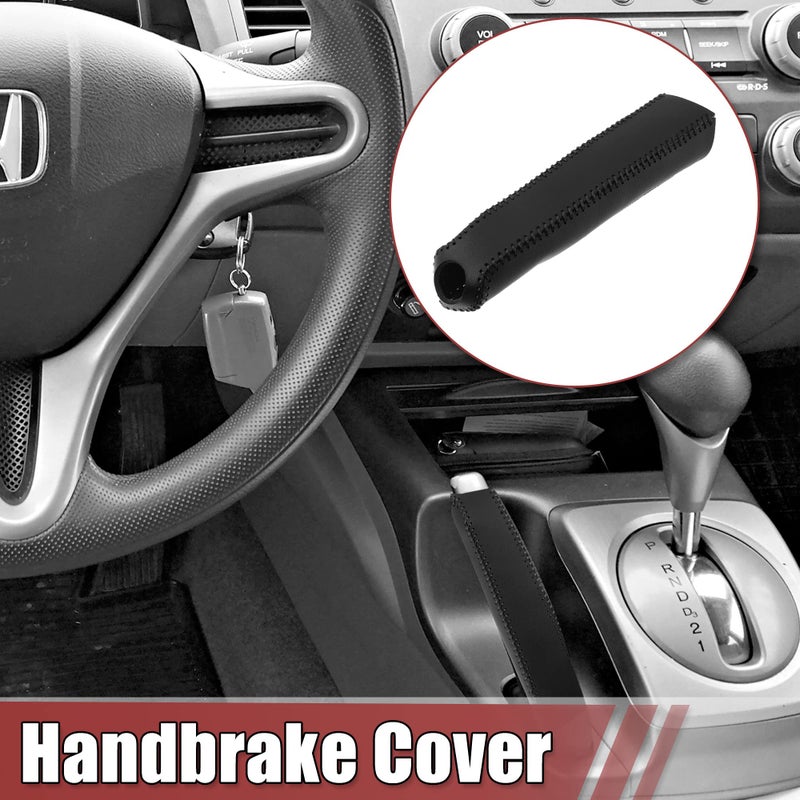 X AUTOHAUX X AUTOHAUX Car Handle Hand Brake Sleeve Handbrake Cover Protector Interior Accessories Decoration Black Faux Leather for Honda Civic 2006-2011  - Image 2