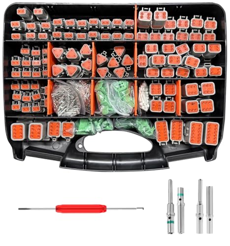 GKG 602PCS Deustch Connector Kit 2 3 4 6 8 12 Pin DT Connectors with Removal Tool Size 16 Solid Contacts 14161620AWG IP68 Waterproof Automotive Electrical Connectors - Image 1