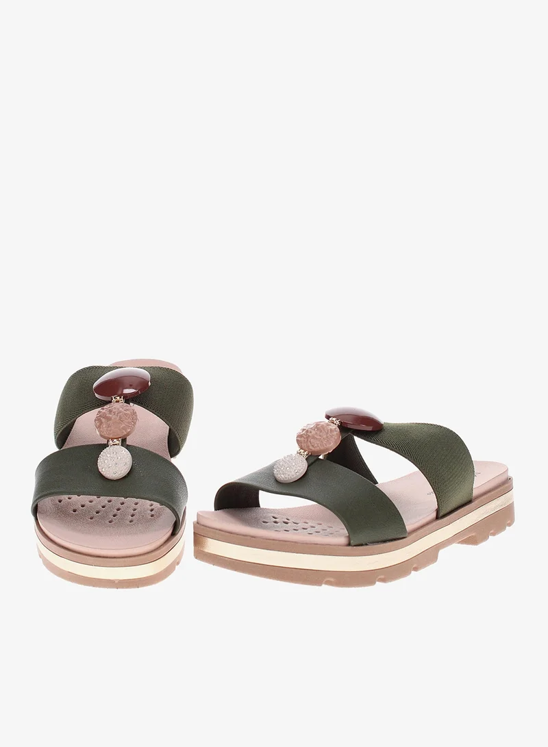 Modare Green Flat Sandals for Women – Stylish & Comfortable Everyday Wear for Women | Best Price UAE