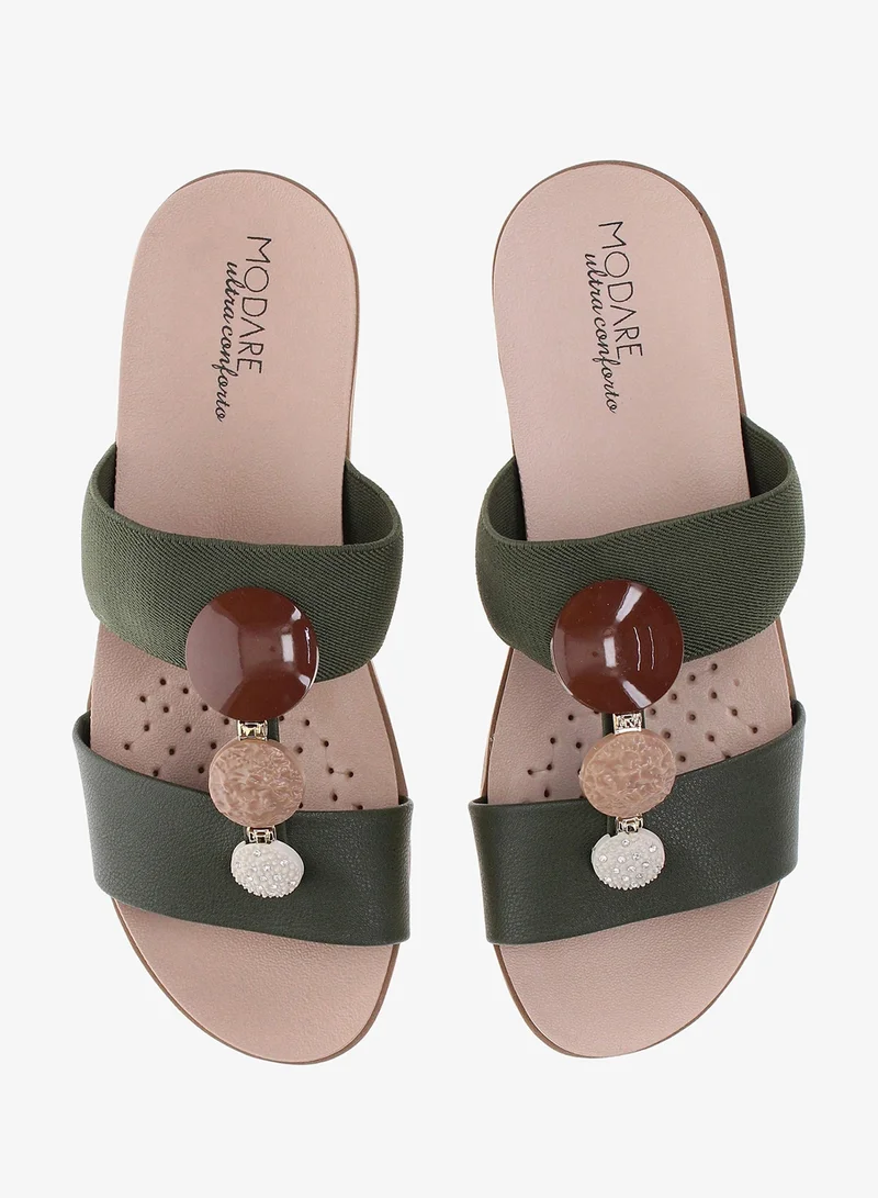 Modare Green Flat Sandals for Women – Stylish & Comfortable Everyday Wear for Women | Best Price UAE