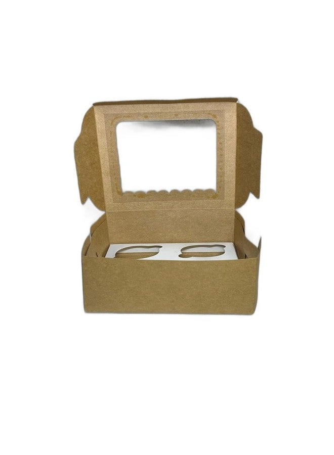 Baekence Cupcake boxes for 4 Brown plain plain Color, Pack of 30 pcs - Image 2