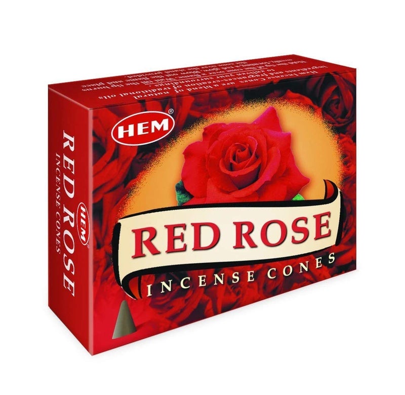 Hem Red Rose  Case Of 12 Boxes 10 Cones Each  Incense From India
