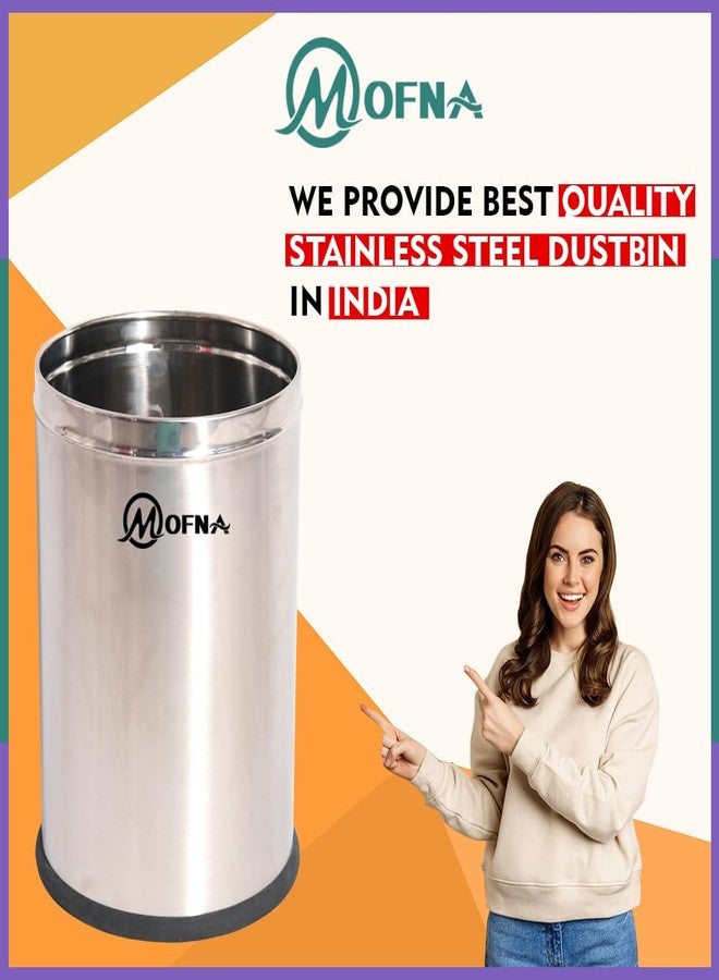 Mofna Stainless Steel Solid Open Type Dustbin 7x10 Inch, 5 Liter, Pack of 2 Pcs, Trash can Garbage Bin Paper Bin - Image 5