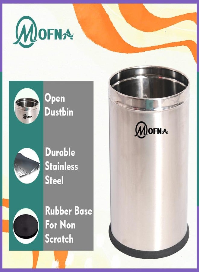 Mofna Stainless Steel Solid Open Type Dustbin 7x10 Inch, 5 Liter, Pack of 2 Pcs, Trash can Garbage Bin Paper Bin - Image 3