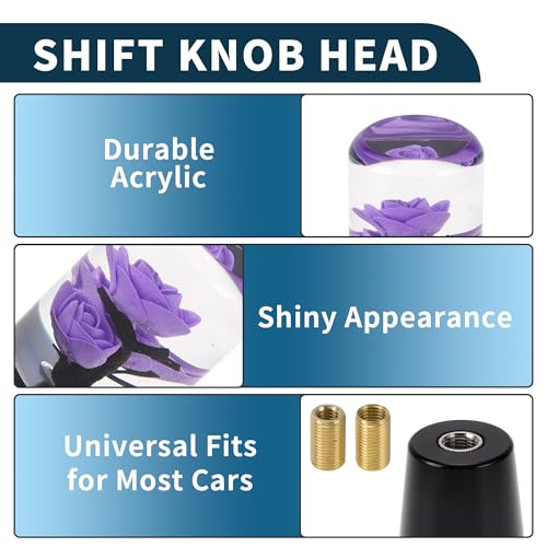 TUCKBOLD Car Gear Shifter Knob 20cm | Front Shift Lever Knob Universal for Automatic and Manual Vehicle Acrylic Purple with 2 Adapter 1 Set - Image 4