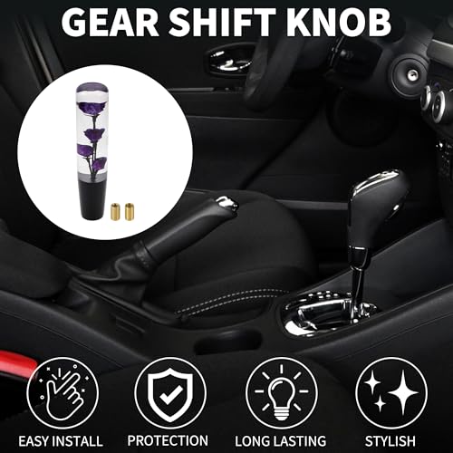 TUCKBOLD Car Gear Shifter Knob 20cm | Front Shift Lever Knob Universal for Automatic and Manual Vehicle Acrylic Purple with 2 Adapter 1 Set - Image 2