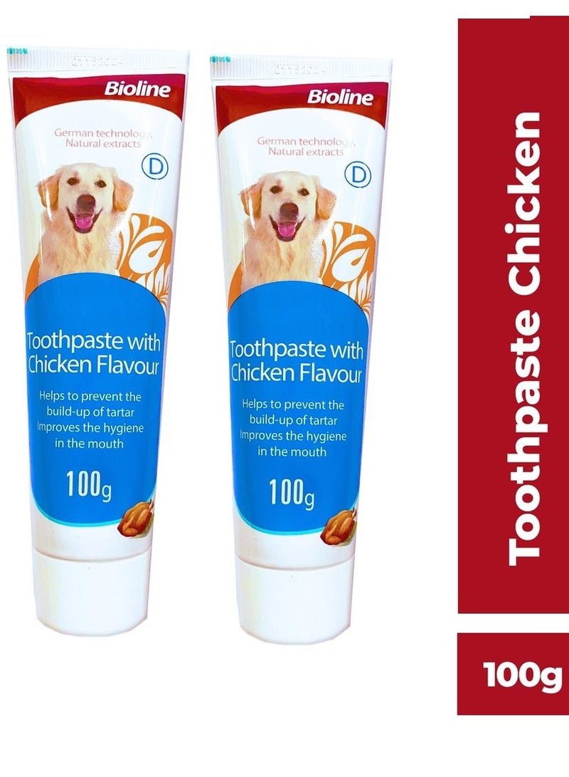 Bioline Tooth Paste Chicken Flavor For Dogs 2X100g - Image 1