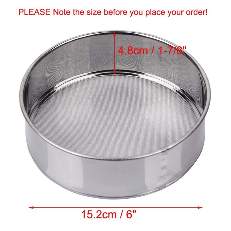 AMPSEVEN Flour Sifter for Baking - Stainless Steel 40 Mesh Small Tamis 6inch Round Sifter,Mini Fine Mesh Flour Sieve(6 Inch, 40m Mesh) - Image 2