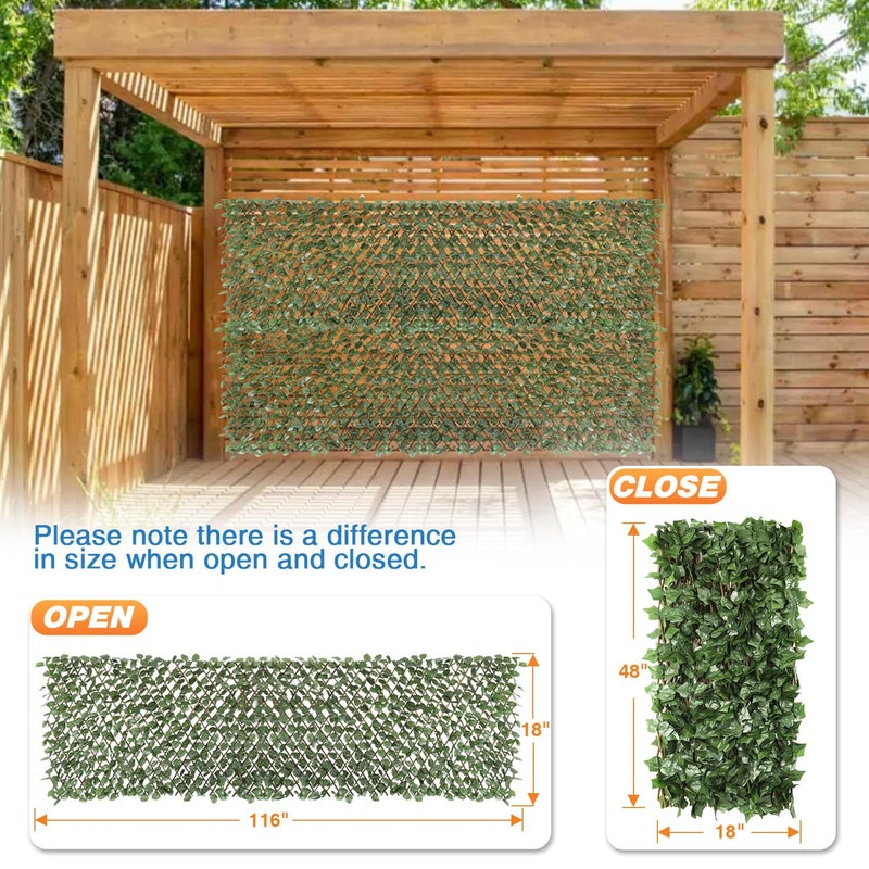 TANG 1PC Artificial Leaf Expandable Privacy Fence Screen, Faux Boxwood Stretchable Lattice Panels for Patio Backyard Balcony Screens Greenery Wall Decoration, Ivy Single Side - Image 4