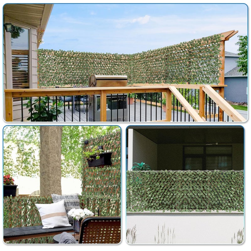 TANG 1PC Artificial Leaf Expandable Privacy Fence Screen, Faux Boxwood Stretchable Lattice Panels for Patio Backyard Balcony Screens Greenery Wall Decoration, Ivy Single Side - Image 2
