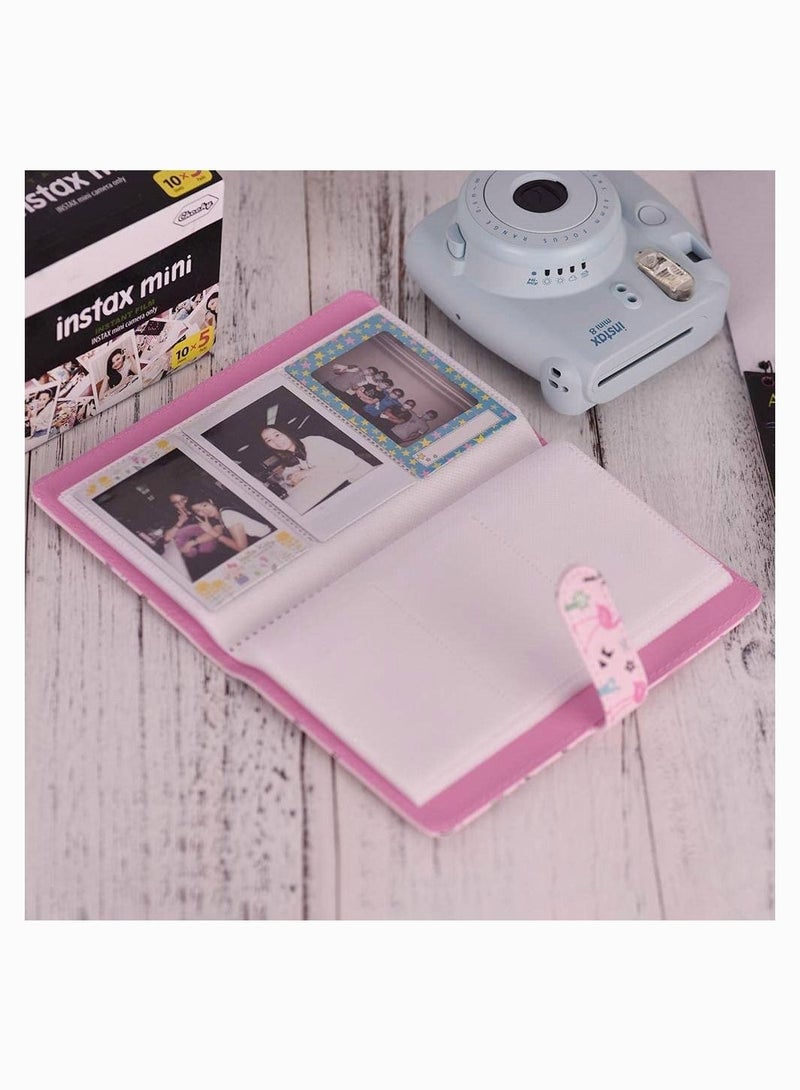 كابتن تيك Mini Photo Album, KASTWAVE 96 Pockets PU Leather Flamingo Pattern Polaroid Photo Album, Mini Photo Book for Fujifilm Instax Mini 9 8 7s 70 25 50s 90 Films Photo Camera Paper for Credit Card - Image 2