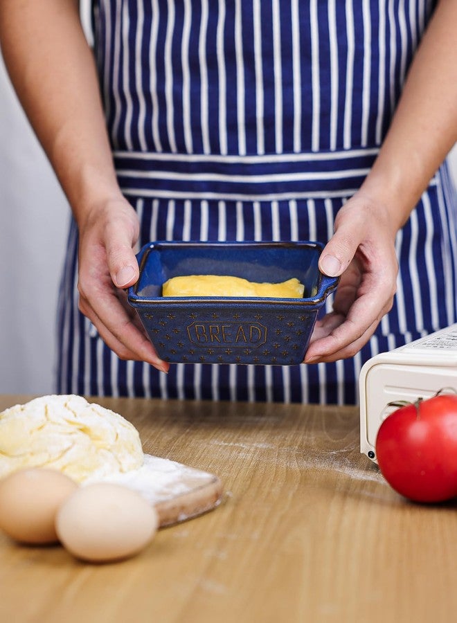 GDCZ Mini Loaf Pan, 6.4 x 2.4 Inch Ceramic Loaf Pans, Bread Baking Pan for Cooking, Non-Stick Bread Pans for Baking, Rectangular Bread Pan, Set of 4 (Blue) - Image 5