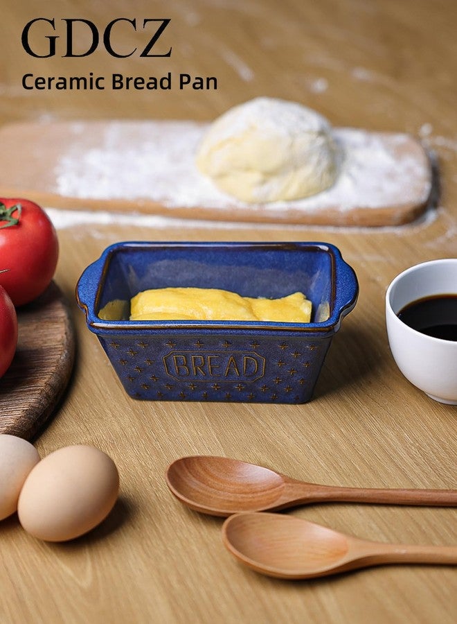 GDCZ Mini Loaf Pan, 6.4 x 2.4 Inch Ceramic Loaf Pans, Bread Baking Pan for Cooking, Non-Stick Bread Pans for Baking, Rectangular Bread Pan, Set of 4 (Blue) - Image 3