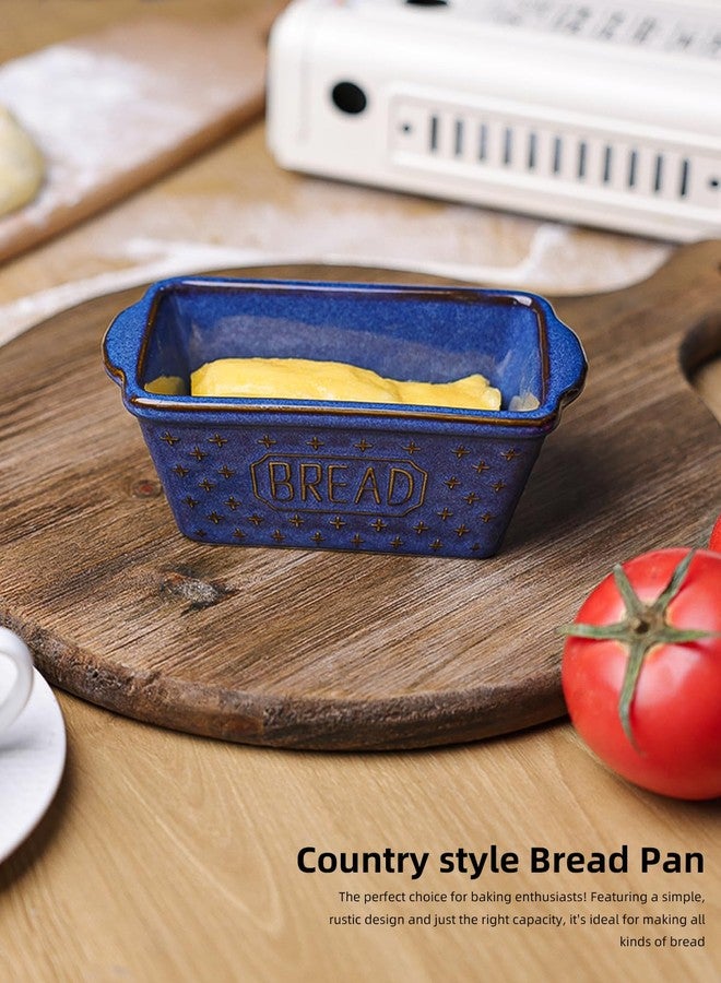 GDCZ Mini Loaf Pan, 6.4 x 2.4 Inch Ceramic Loaf Pans, Bread Baking Pan for Cooking, Non-Stick Bread Pans for Baking, Rectangular Bread Pan, Set of 4 (Blue) - Image 4