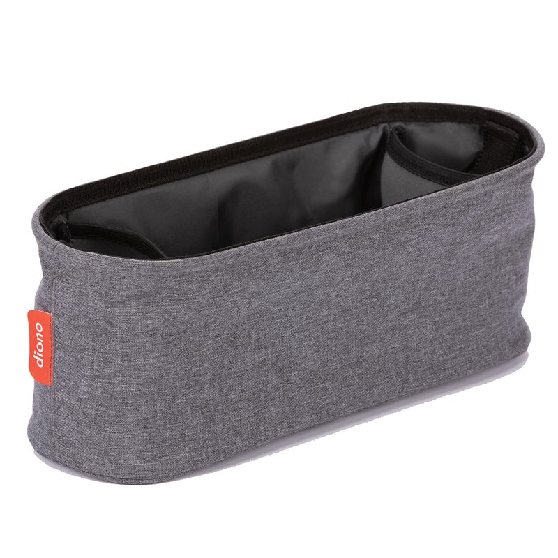 Diono Buggy Buddy Universal Stroller Organizer with Cup Holders, Secure Attachment, Zippered Pockets, Safe & Secure, Gray - Image 1