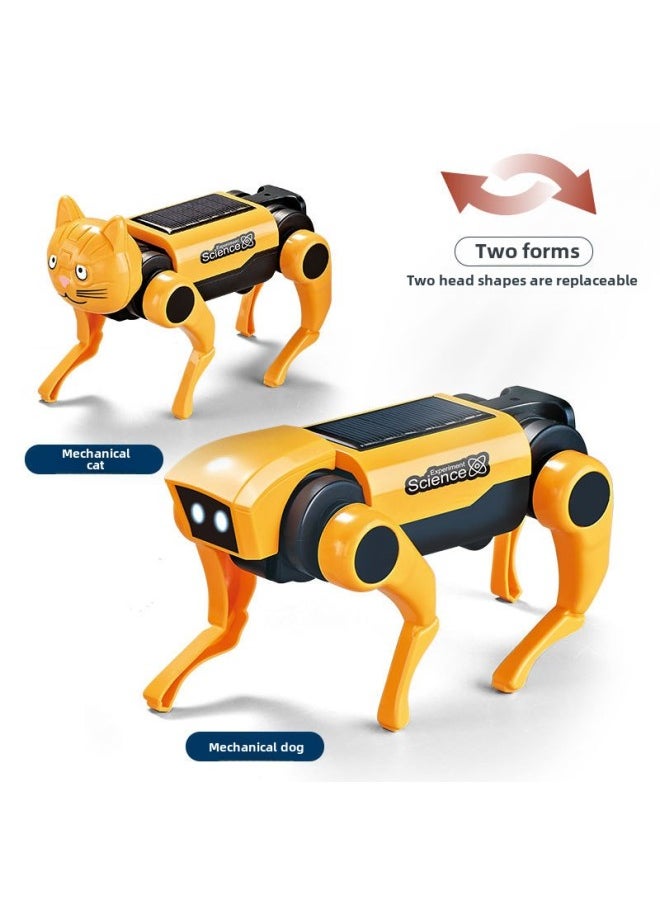 [Direct Supply] Science And Education Solar Electronic Toy Dog Children's Educational DIY Assembled Remote Control Quadrups-Color:Solar Mechanical Dog [double Head Replaceable]  - Image 1