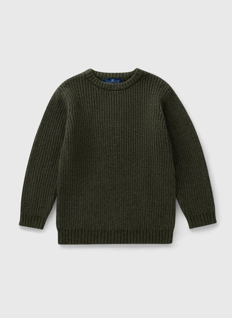 ماتلان Boys Khaki Fisherman Knit Jumper